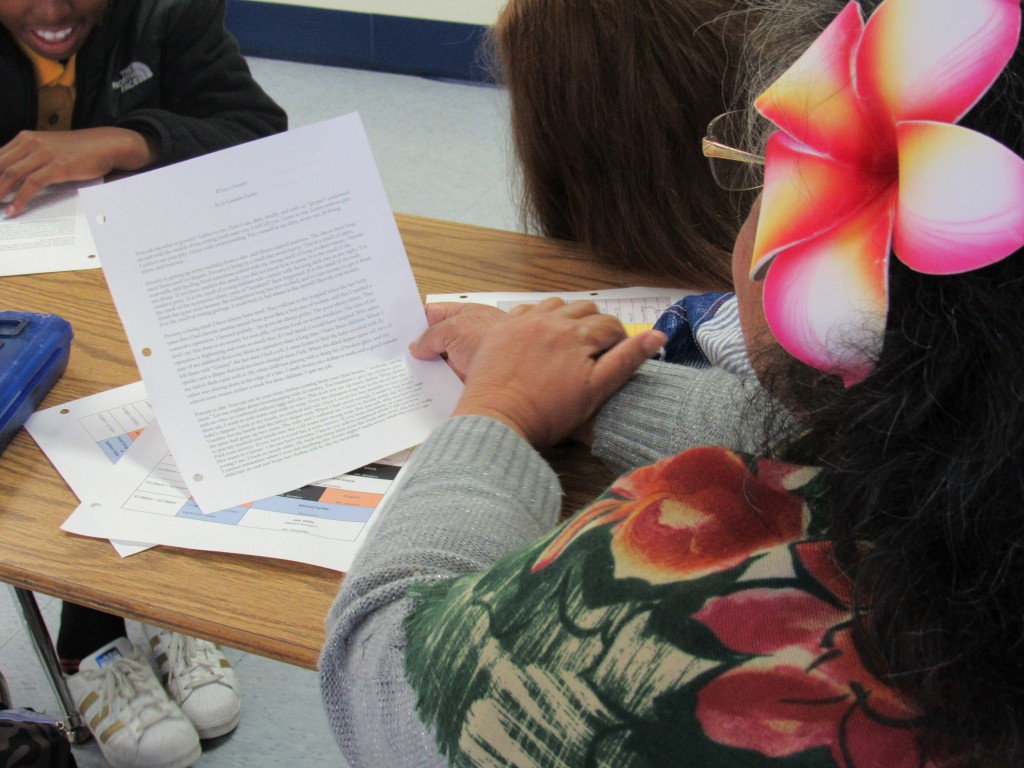 A small reading reflection group at Oxford Day Academy's pilot program.