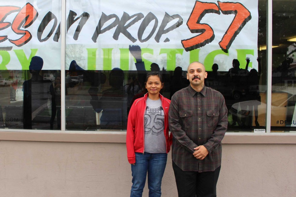 Charisse Domingo and Jose Valle, community organizers with Silicon Valley De-Bug, work with the families of youths who are being tried as adults. Silicon Valley De-Bug is a media and community organizing collective in San Jose, California. Pictured on Oct. 27, 2016. (Dylan Tull/Peninsula Press)
