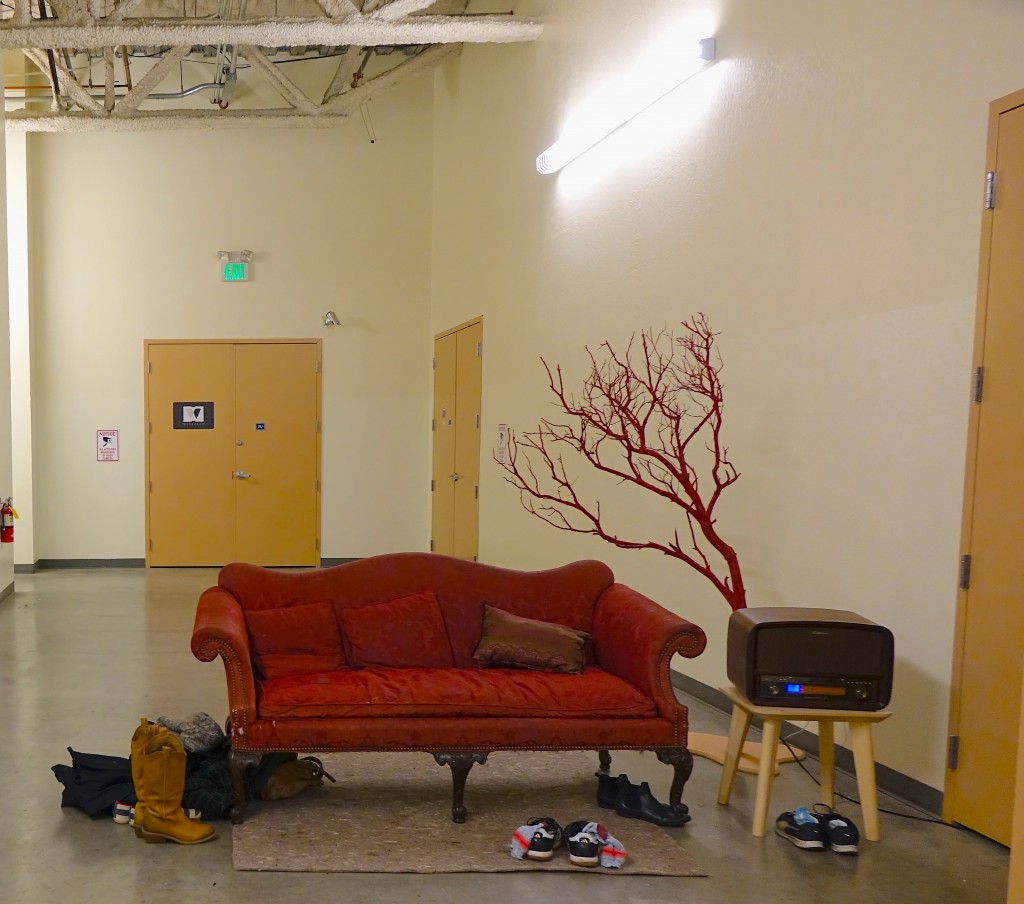 The waiting area outside of "Fear Is What We Learned Here" at Little Boxes Theater located Tennessee Street in San Francisco (Sejin Paik/Peninsula Press)