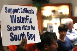 Sign that reads, "Support California WaterFix Secure Water for the South Bay"