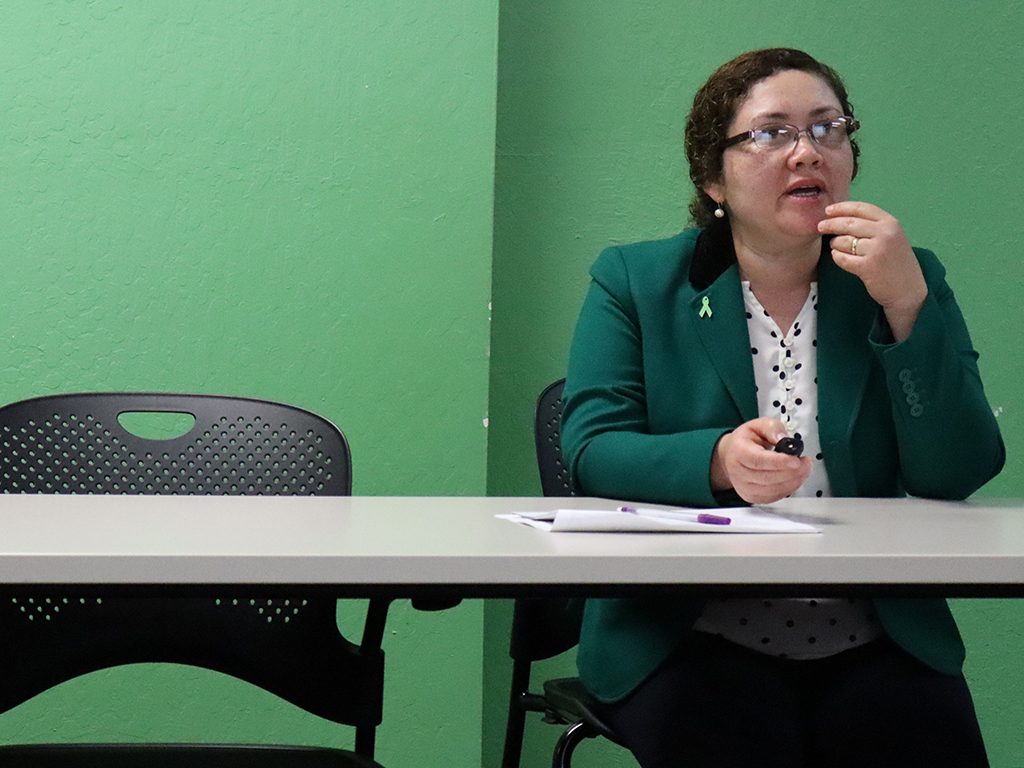 Evelyn Tirumalai speaks at a Behavioral Health Board committee meeting.