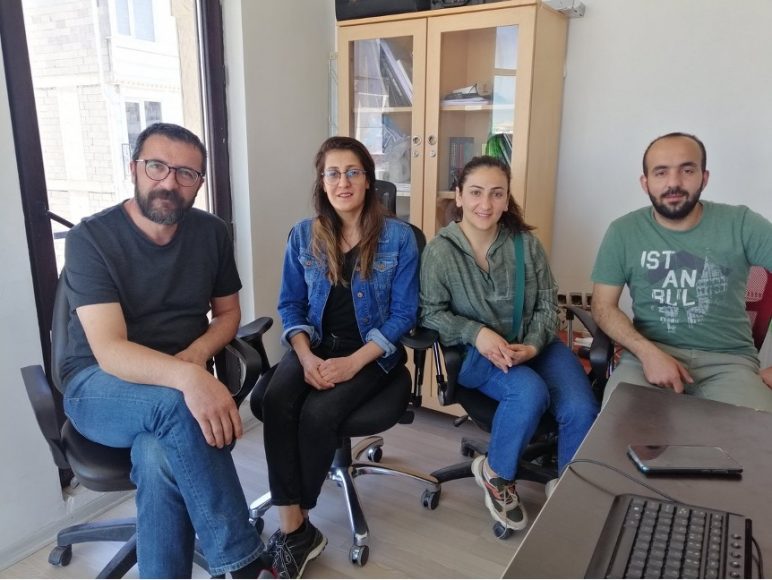 From left to right: Adnan Bilen, Seriban Abi, Nazan Sala and Cemil Uğur. The four journalists were detained by turkey and spent 179 days in jail before being released pending another trial scheduled for July 2. (Photo courtesy of @GazeteciCemil/Twitter)