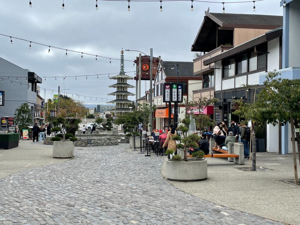 A photo of the exterior of buildings in Japantown