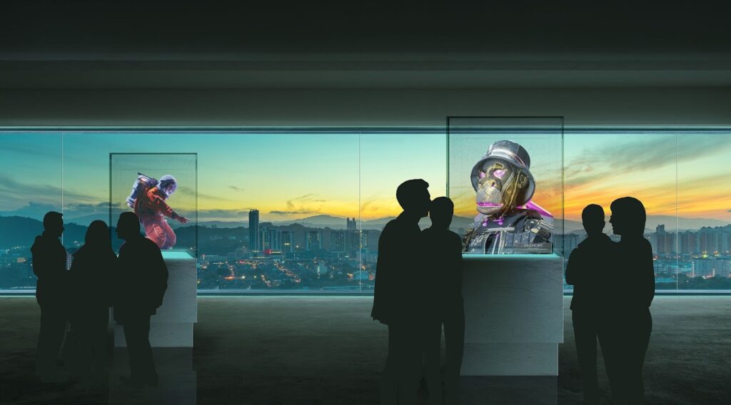 A rendering of the NFT exhibit