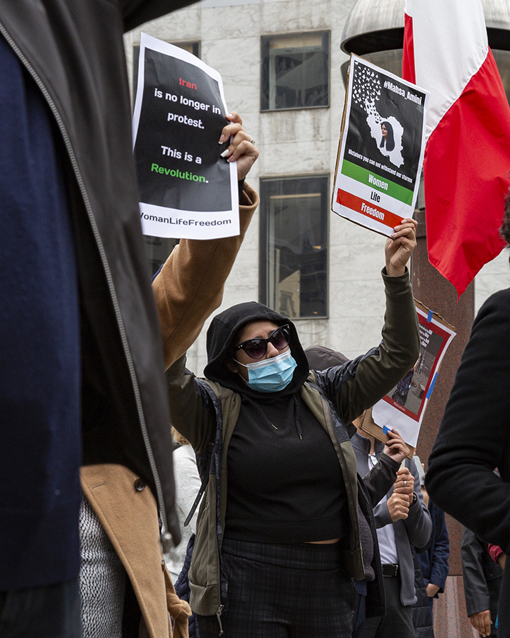 Protesters gather on San Francisco’s Union Square to demand justice for Mahsa Amin