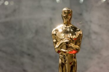 A closeup of the Oscar statuette