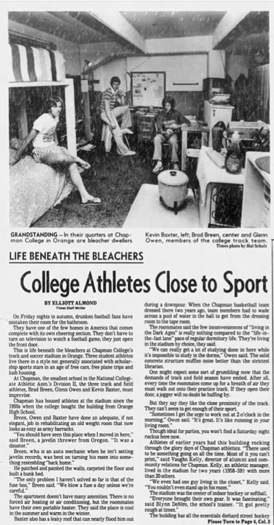 An article clipping with the headline College Athletes Close to Sport.