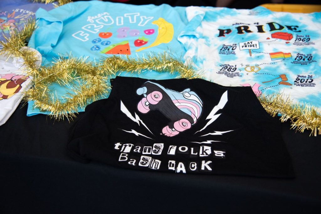 T-shirts displayed with text.