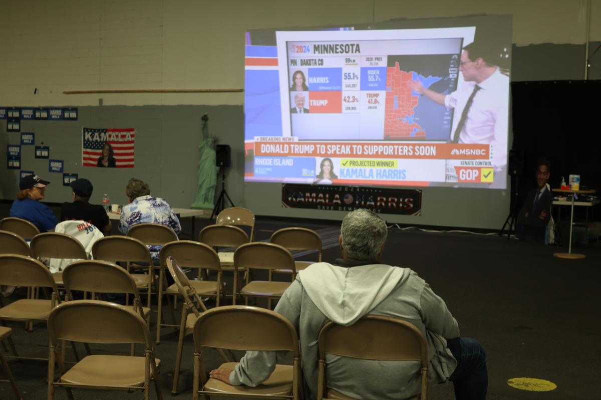 Viewers at the Democratic Volunteer Center