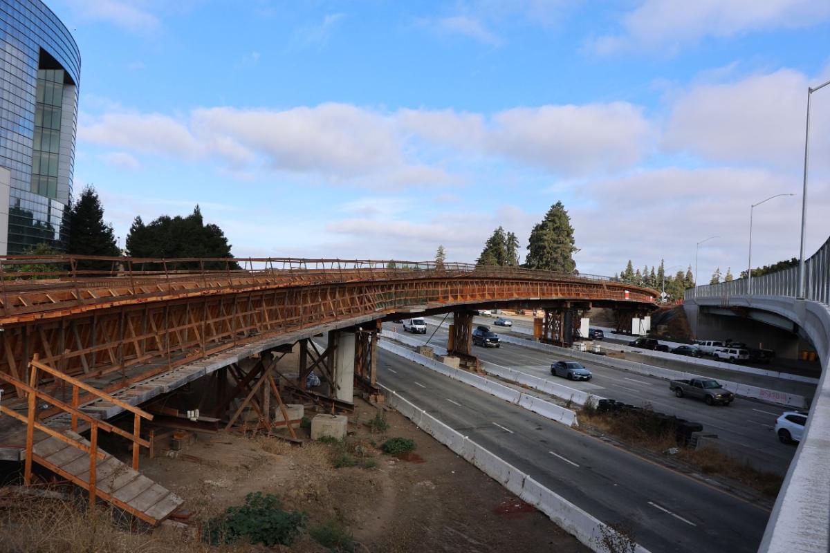 Pedestrian bridge under construction