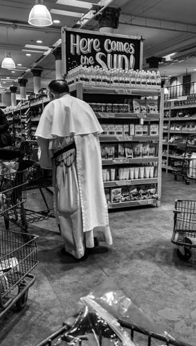 Clergyman shops